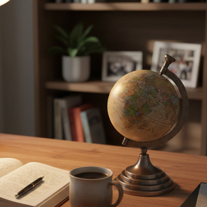 Globo Terráqueo Clásico Grande de Metal |   Mapa de colores detallado |   Soporte Negro Sólido |   Material Educativo y Decorativo para Oficina, Regalo - Product Image 2