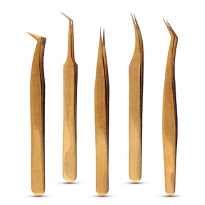 Pince à cils anti-magnétique à pointe poudrée pour extensions de cils individuels en faux vison, courbés et volumineux, outils de greffage - Product Image 1