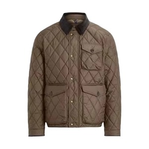 Men's Formal <b>Quilted</b> Jacket Solid Color Turn-down Collar Polyester Wadding Anti-Uv Breathable Quick Dry Regular Fit <b>Single</b> - Product Image 1