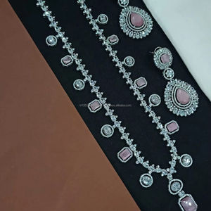 Classic American Diamond Bridal Jewelry <b>Set</b> Two-Piece Necklace and Earrings <b>for</b> <b>Wedding</b> Fashionable Classic Style - Product Image 1