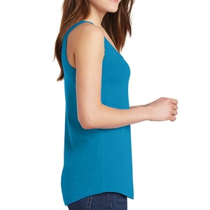 Women's Teal Knitted Scoop Neck Tank <b>Top</b> Casual Solid Color Regular Length - Product Image 3
