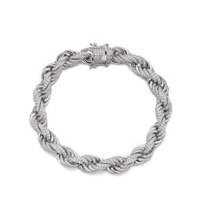 hip hop 10mm vvs moissanite <b>rope</b> <b>chain</b> bracelet 925 sterling silver cz diamond iced out mens bracelets with gra certificate - Product Image 3