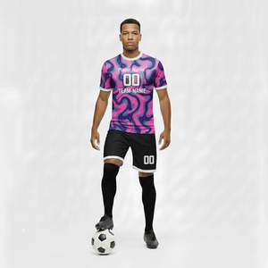 Camiseta de Fútbol Transpirable de Talla Grande para Verano con Nombre de Equipo Personalizado, Diseño Sólido Estampado por Transferencia Térmica, Protección UV - Product Image 1
