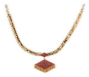 Collar de Aleación Chapado en Oro con Diseño Geométrico y Cristal Rojo, Conjunto de Joyería Vintage para Mujer para Fiestas - Product Image 4