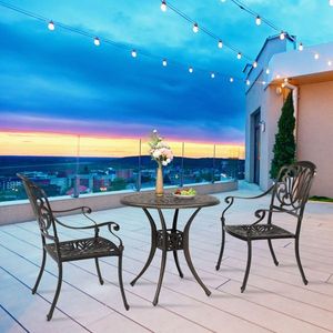 Table de jardin circulaire en aluminium coulé avec plateau diamanté 78*78*75cm, bronze, élégante, pour le confort et la durabilité - Product Image 4