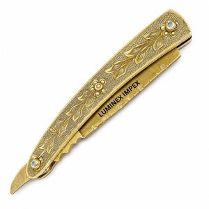 Luxury Gold Engraved Barber Straight Razor Handmade Stainless Steel Shaving Razor Custom Logo OEM Manufacturer - Product Image 2
