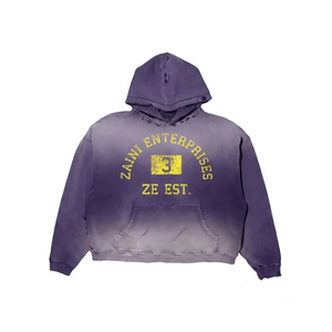 Sudadera con Capucha para Hombre, Ecológica, con Lavado Ácido, 420 GSM, Felpa de Algodón Premium, Negra, Estilo Vintage, para Personalizar - Product Image 1