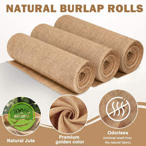 Chemin de table en toile de jute 100% jute, 12 po x 10 yd, résistant à l'abrasion, absorbant l'humidité, tissu respirant, bords finis, pour mariages - Product Image 5