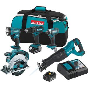 18V Cordless Power <b>Tool</b> Combo Kit 5 Piece Lithium Ion Battery Powered <b>Set</b> - Product Image 1