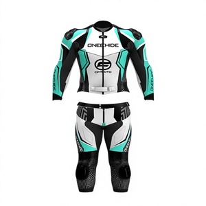 Traje de cuero prémium para hombre, mono de moto de una pieza para carreras con protectores, ideal para el día de pista, con joroba - Product Image 1