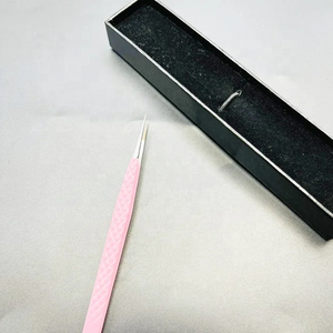 Pince à épiler à pointe droite pour extension de cils couleur rose bébé enduit forte adhérence pince à cils marque privée - Product Image 3