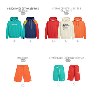 Custom Logo Cotton Crewneck Sweatshirt Set for <b>Men</b> Plain Sweatshirt and Shorts Set with Hoodies - Product Image 3