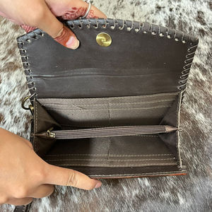 New Arrival 2026 Clutch with Hand Tooled Floral Tooling & 777 Machine Slot Cowhide Leather Clutch Luxury Design <b>Wristlet</b> Purses - Product Image 6
