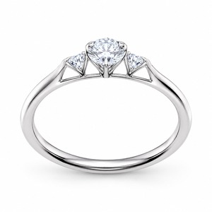 Anillo de compromiso de plata 925 con tres diamantes, corte brillante redondo, engaste de puntas, joyería fina clásica para mujer - Product Image 1