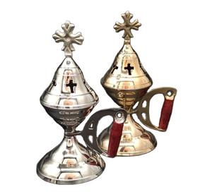 Quemador de incienso de Metal de alta calidad de tendencia, difusor de incienso decorativo de bodas y vacaciones de plata y oro e incensario Cross Top - Product Image 1