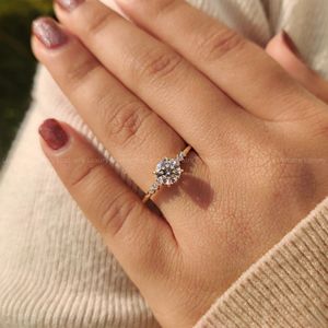 Anillo de Diamantes de Corte Redondo de 0.50 a 2.00 CT, Color E, Claridad VS, con Diseño de Siete Piedras, para Mujer, Joyería Fina, Anillo de Compromiso, Aniversario, Novia - Product Image 3
