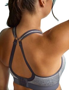 Soutien-gorge de sport gris avec dos nageur, soutien élevé pour l'entraînement - Product Image 3