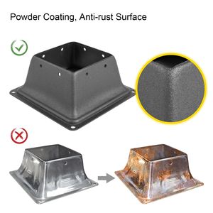 10 Pezzi Base per Palo da Terrazzo 4x4 Pollici con Flangia di Supporto da 2,5 Libbre, Verniciata a Polvere, Interno 3,38x3,38 Pollici per Decking - Product Image 5