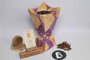 Bela Artisan Luxury Wooden Resin <b>Bakhoor</b> Burner Purple Natural Wood <b>Oud</b> Handmade Arabic Home Decor All-Season - Product Image 2