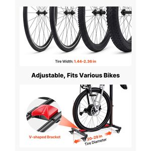 Supporto per Biciclette Regolabile in Altezza in Acciaio al Carbonio con Ruote Bloccabili, Rastrelliera Verticale e Orizzontale Autoportante per lo Stoccaggio delle Biciclette - Product Image 5