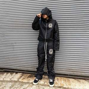 Conjunto de Sudadera con Capucha y Pantalones Deportivos Holgados con Cremallera para Hombre, Tallas Grandes, Estilo Urbano - Product Image 5