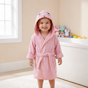 เสื้อคลุมอาบน้ำเด็กมีฮู้ด ผ้าฝ้ายริงสปัน 100% เนื้อนุ่ม ทอแบบรักษ์โลก 300gsm พร้อมโลโก้สั่งทำได้ ทุกสี สั่งซื้อจำนวนมาก - Product Image 2