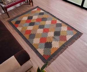 พรมปอกระเจาขนสัตว์ปักลายดอกไม้เรขาคณิตสวยงามพรมปูพื้นสำหรับบ้านโรงแรมห้องนั่งเล่นโรงพยาบาล - Product Image 1