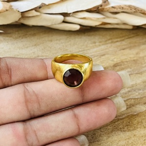 Fashionable Latest Garnet Brass <b>Ring</b> 18k Gold Plated Vintage Chunky <b>Ring</b> Wholesale <b>Ring</b> For Women Solitaire <b>Statement</b> <b>Ring</b> - Product Image 2