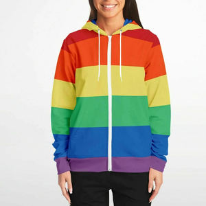 เสื้อฮู้ดซิปหน้าสำหรับผู้ใหญ่ ใส่ได้ทั้งชายและหญิง ผ้าฟลีซหนานุ่ม สีรุ้ง สไตล์ไบเซ็กชวล  แขนยาว ผ้าฝ้าย 100% สำหรับฤดูหนาว - Product Image 3