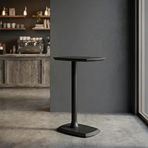 Mesa Auxiliar Moderna de Madera, Diseño Minimalista, Mueble Hecho a Mano para Sala de Estar, Acabado Oscuro, Base de una Sola Pata - Product Image 6