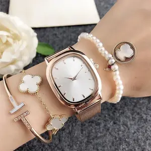 Reloj de pulsera cuadrado de lujo para mujer, con hebilla metálica, banda de malla
