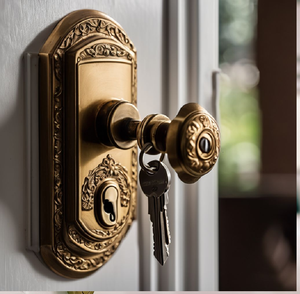 Battant de porte unique en laiton en forme de feuille d'érable avec finition polie pour porte en bois foncé, disponible à prix de gros. - Product Image 1