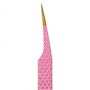 Pince à épiler TEEJAY 10 mm en acier inoxydable finition argentée, 4 mm, à angle de 45 degrés, pour extensions de cils, pointe lisse, prise diamantée, peigne personnalisé - Product Image 5
