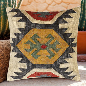 Funda Decorativa para Cojín Cuadrado de Kilim, Hecha a Mano con Lana y Yute, con Terapia de Calor, Estilo Moderno y Sencillo, para Decoración del Hogar - Product Image 4