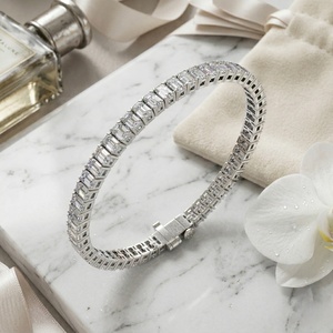 11.40CTW Emerald Bar-Set Diamond Line <b>Bracelet</b> - Product Image 3