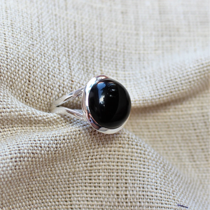 Bague ronde en onyx noir naturel, argent sterling 925, bijoux durables pour les occasions spéciales - Product Image 5