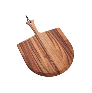 Planche de préparation en bois rustique, planche à découper en bois de forme ronde avec poignée, grain naturel, bloc de découpe de cuisine - Product Image 1