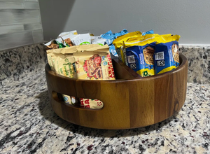 Bandeja Giratoria Redonda de Madera de Acacia, Organizador Giratorio de Almacenamiento, Bandeja Dividida en Múltiples Secciones, Lazy Susan de Acacia - Product Image 4