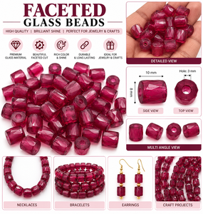 Cuentas de Vidrio Facetadas al por Mayor, 10 mm, Forma de Barril, Color Rojo Rubí Translúcido, Cuentas para Hacer Joyas, Collares, Pulseras y Manualidades - Product Image 6