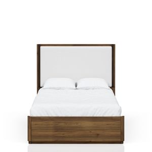 Cama Queen Tapizada en Nogal, Muebles Elegantes Tapizados - Product Image 1