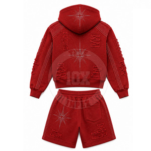 Conjunto Deportivo Cortavientos con Estampado Premium, Chaqueta con Capucha y Pantalones Cortavientos, Estilo Urbano Ligero - Product Image 2