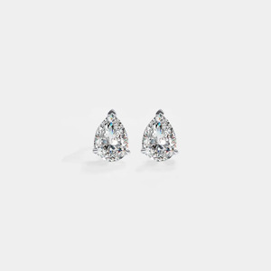 Classic IGI Certified VVS2 Minimalist 2CT Pear Diamond Lab Created Diamond 18K White Gold Solitaire Stud <b>Earrings</b> <b>Fine</b> Jewelry - Product Image 1