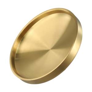 Bandeja Redonda Dorada de Acero Inoxidable, Plato de Metal Pulido, Plato Decorativo para Servir Bebidas, para la Mesa del Comedor del Hogar - Product Image 2