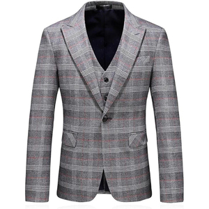 Vintage Men <b>Suits</b> 3 Pieces Plaid Wool <b>Suit</b> Men's Single Breasted Groom Wedding Dress Formal Men's British Business <b>Suit</b> - Product Image 4