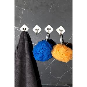 Set di 3 appendiabiti da parete con motivo rettangolare in acciaio inossidabile autoadesivo - Product Image 3