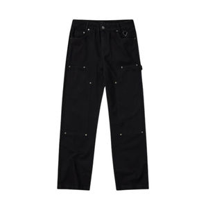 Pantalones Cargo de Mezclilla Negros para Hombre, Corte Recto, Multibolsillos, Duraderos, Ligeros, Estilo Urbano, 100% Algodón, de Secado Rápido - Product Image 6