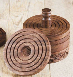 Unique <b>Rustic</b> Olive Wood Coasters for Tabletop Protection on Office <b>Desk</b> or Coffee Table Mat & Pads - Product Image 1