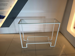 Table console moderne en verre avec structure métallique et étagère inférieure S3119 Design simple - Product Image 3