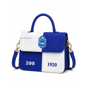 กระเป๋าถือสตรีแบบสะพายไหล่ปักลายสีสันสดใสของชมรม Zeta Phi Beta กรีก ขายส่ง กระเป๋าถือแบบสั่งทำพิเศษ - Product Image 1