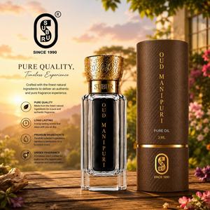 Huile pure parfumée au thé Oud Manipuri de luxe, 3 ml, flacon en verre, bouchon doré, pour usage quotidien ou en cadeau - Product Image 2